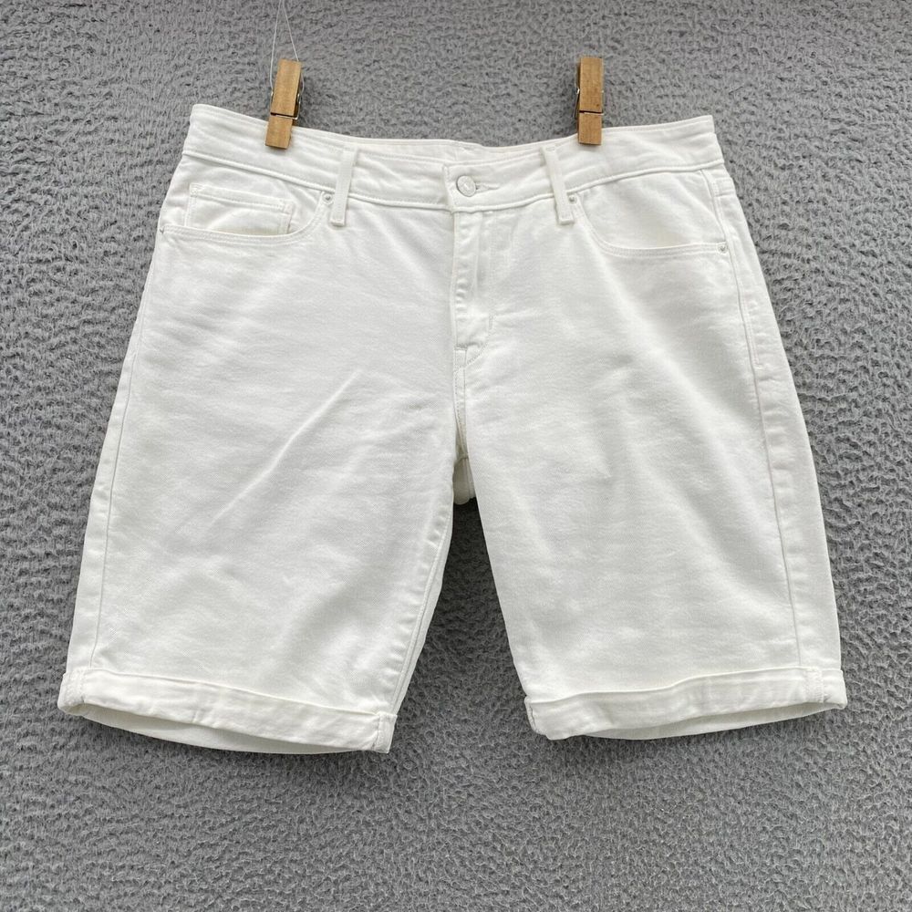 Levis Jean Shorts SilverTab Adult Size 29 White Denim Modern Fashion Zip Women's